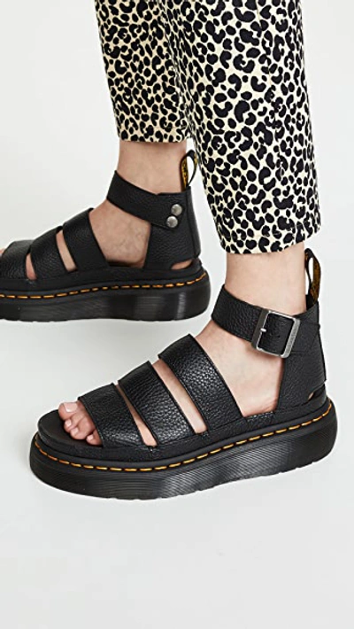 Dr. Martens Womens Clarissa Ii Quad Leather Platform Sandals In Black