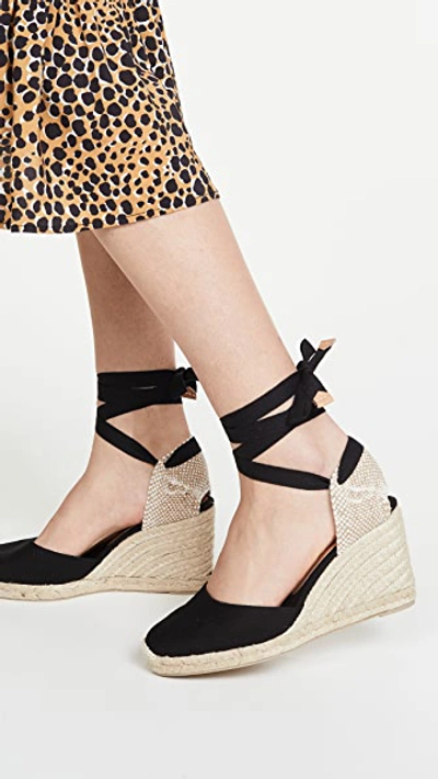 Shop Castaã±er Carina Wedge Espadrilles Black