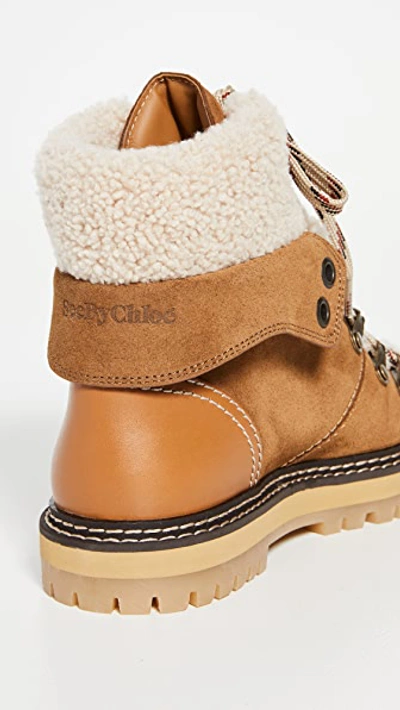 See By Chloé Eilieen Shearling-lined Suede And Leather Ankle Boots In Tan