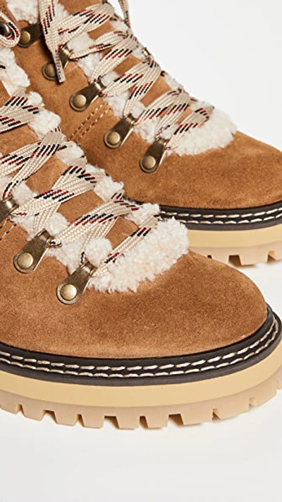 See By Chloé Eilieen Shearling-lined Suede And Leather Ankle Boots In Tan