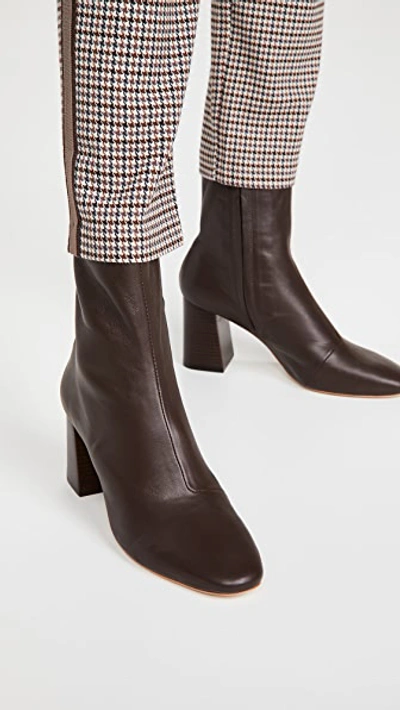 Loeffler Randall Round-toe Leather Ankle Boots In Chocolate