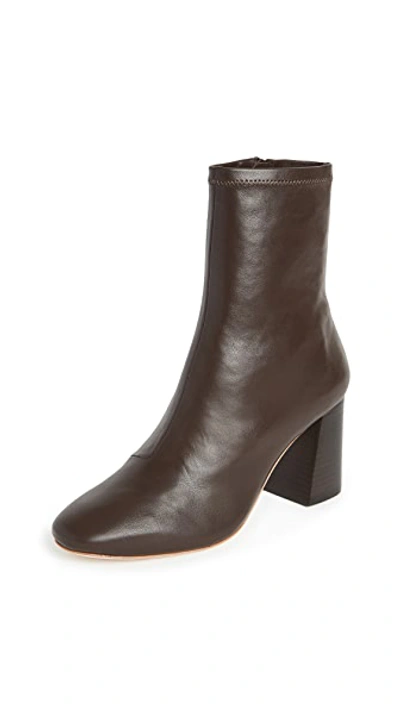 Loeffler Randall Round-toe Leather Ankle Boots In Chocolate