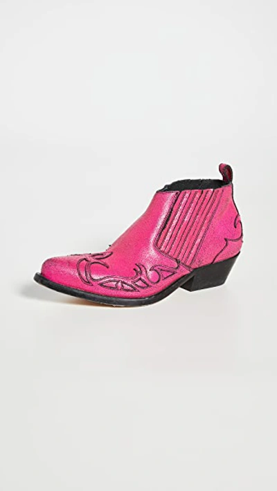 Shop Golden Goose Santiago Low Boots In Black/fuchsia