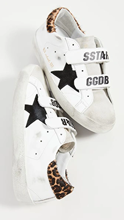 Shop Golden Goose Old School Sneakers In White/leopard