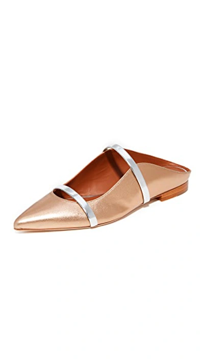 Shop Malone Souliers Maureen Flat Slides In Gold/silver