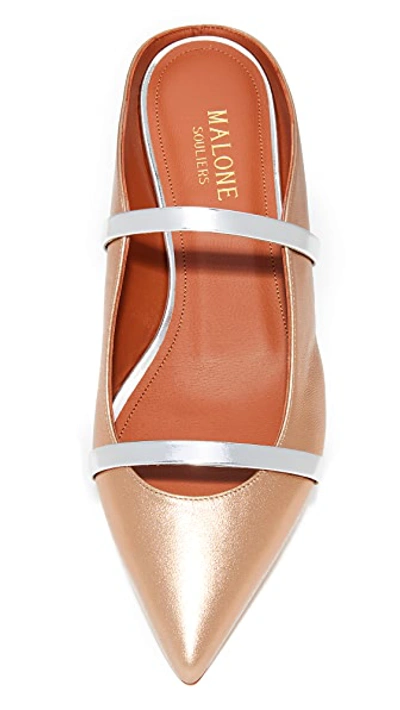 Shop Malone Souliers Maureen Flat Slides In Gold/silver