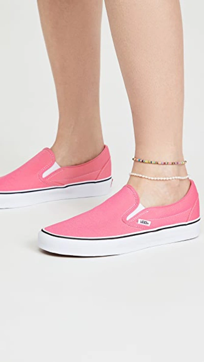 Shop Vans Classic Slip On Sneakers In Pink Lemonade/true White