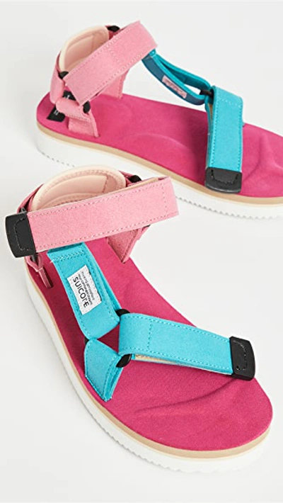 Shop Suicoke Depa-ecs Sandals In Turquoise/pink