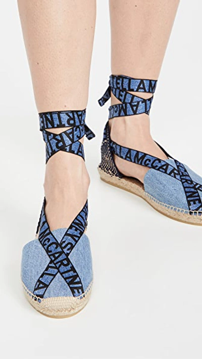 Shop Stella Mccartney Gaia Denim Espadrilles In Pervinca