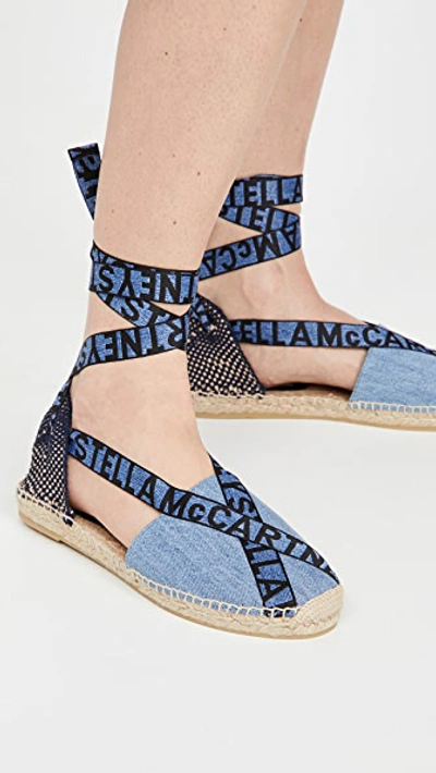 Shop Stella Mccartney Gaia Denim Espadrilles In Pervinca