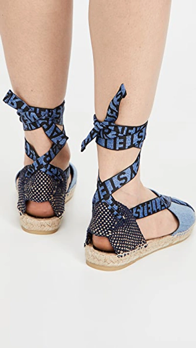 Shop Stella Mccartney Gaia Denim Espadrilles In Pervinca