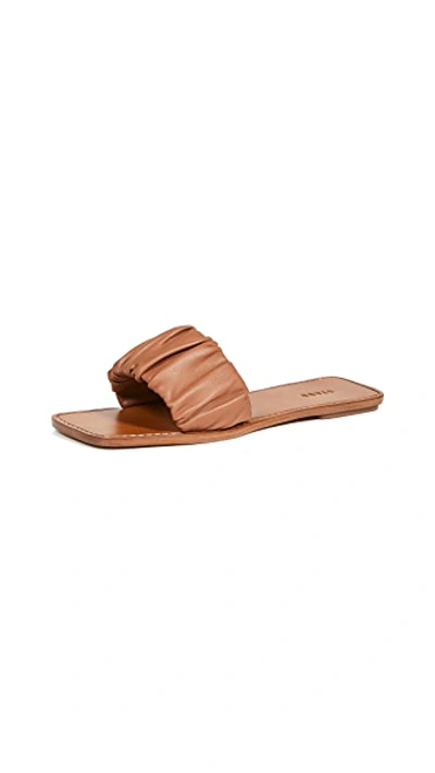 Shop Staud Nina Ruched Slides Tan 36