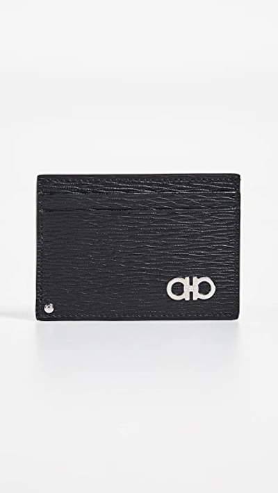 Shop Ferragamo Card Case With Contrast Swivel Id Window In Nero