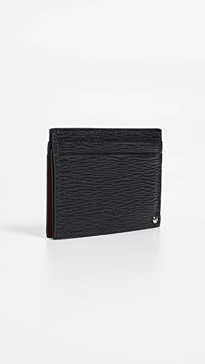 Shop Ferragamo Card Case With Contrast Swivel Id Window In Nero