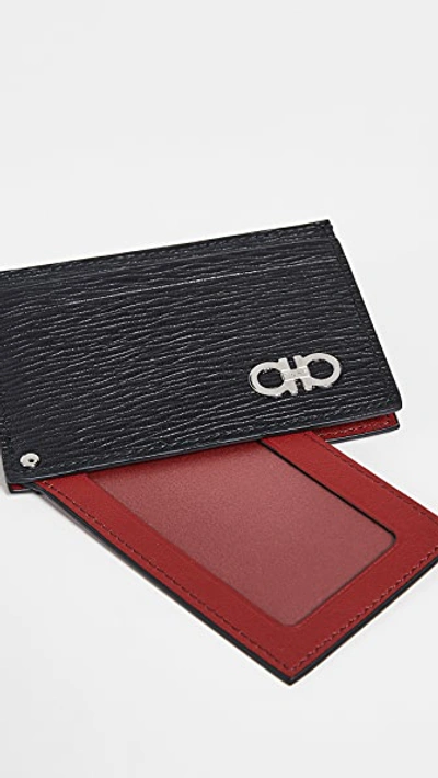 Shop Ferragamo Card Case With Contrast Swivel Id Window In Nero