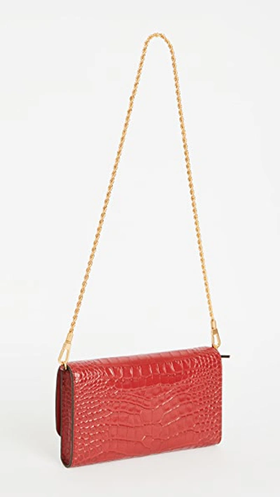 Shop Tory Burch Eleanor Embossed Clutch In Redstone