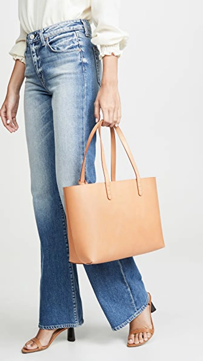 Mansur Gavriel Large Leather Tote Bag In Cammello,rosa