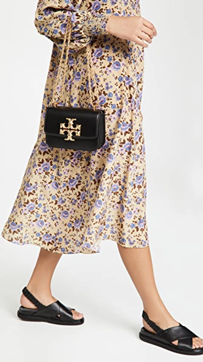 Tory Burch Small Eleanor Pebbled Leather Convertible Shoulder Bag In Black