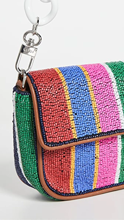 Shop Staud Beaded Mini Tommy Chain Bag In Multi Stripe