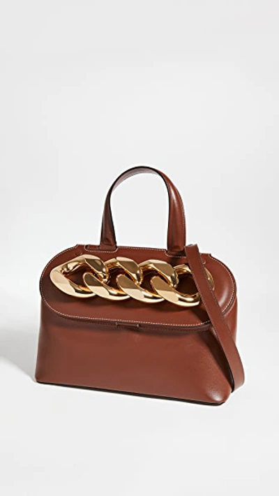 Shop Jw Anderson Lid Chain Bag In Chocolate Brown