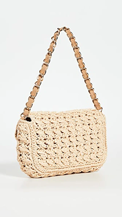 Shop Caterina Bertini Woven Shoulder Bag In Beige