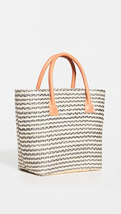 Shop Hat Attack Small Tuscan Tote In Grey Narrow Stripe