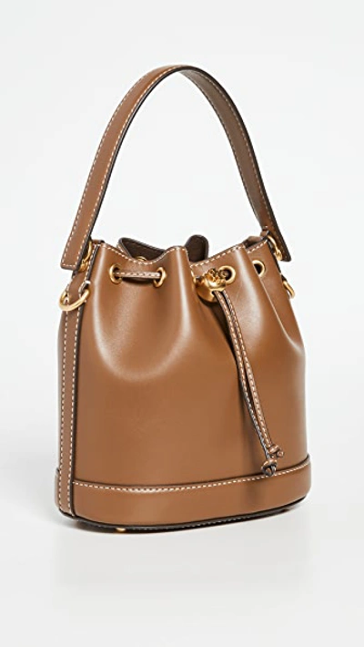 Tory Burch T Monogram Leather Bucket Bag In Moose | ModeSens