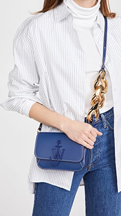 Shop Jw Anderson Chain Midi Anchor Bag In Navy