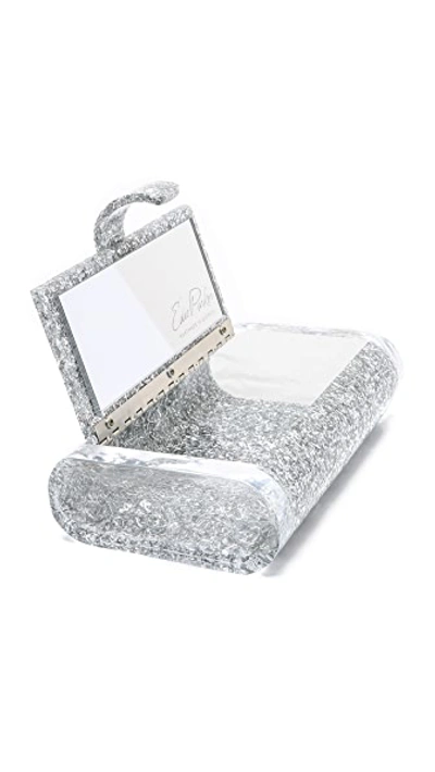Shop Edie Parker Lara Solid Clutch In Silver Confetti