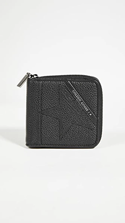 Shop Golden Goose Star Medium Zip Wallet In Black