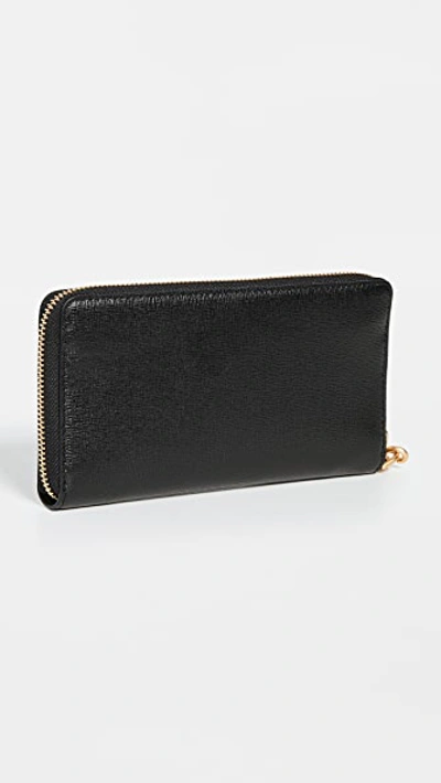 Tory Burch Robinson Zip Continental Wallet In Black