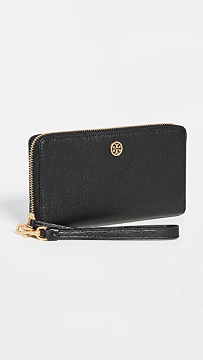 Tory Burch Robinson Zip Continental Wallet In Black