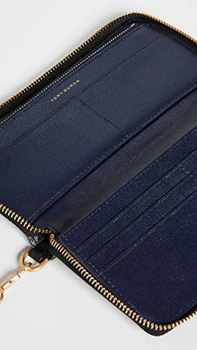 Tory Burch Robinson Zip Continental Wallet In Black