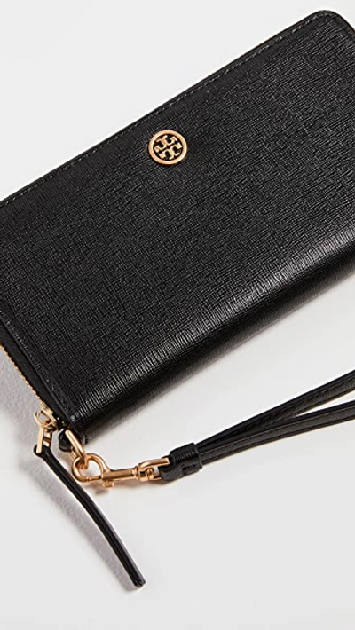 Tory Burch Robinson Zip Continental Wallet In Black