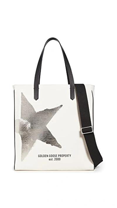 Shop Golden Goose California Golden Star N-s Bag White/gold