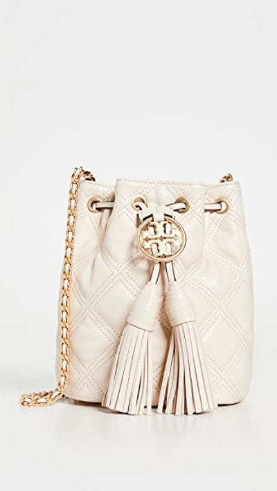 Shop Tory Burch Fleming Soft Mini Bucket Bag In New Cream