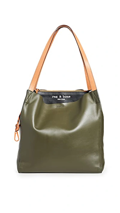 Rag & Bone Passenger Leather Crossbody Bag In Olive Night/black