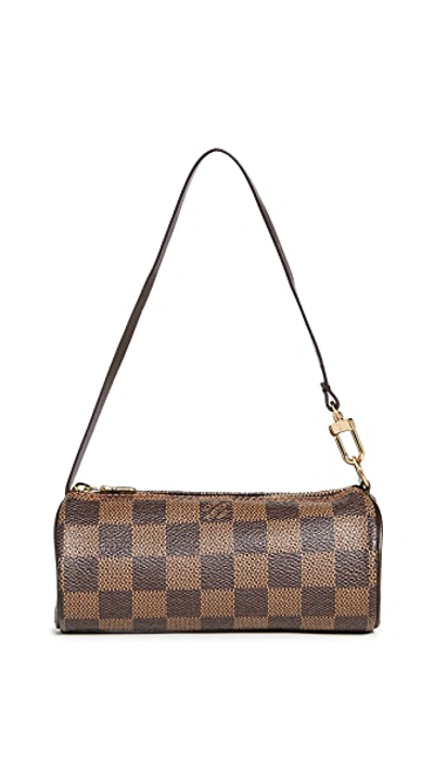 Shop Shopbop Archive Louis Vuitton Papillon Pochette, Damier In Brown