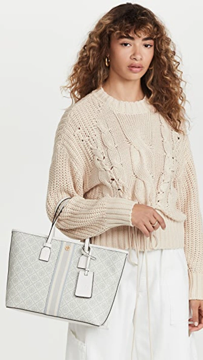 Tory Burch T Monogram Small Coated Canvas Tote In New Ivory | ModeSens