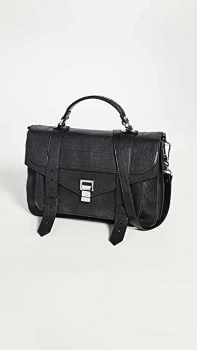 Proenza Schouler Ps1 Medium Satchel Black In Black