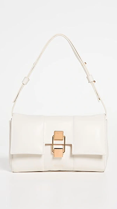 Demellier Midi Alexandria Leather Shoulder Bag In Off White