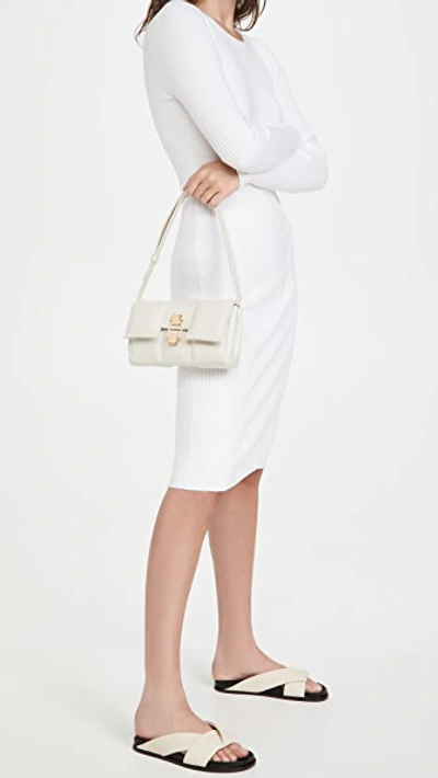 Demellier Midi Alexandria Leather Shoulder Bag In Off White