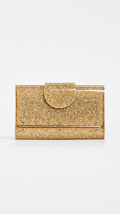 Shop Edie Parker Mini Lara Clutch In Gold Halo Glitter