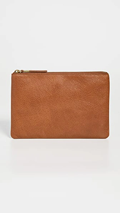 Shop Madewell The Leather Pouch Clutch In English Saddle