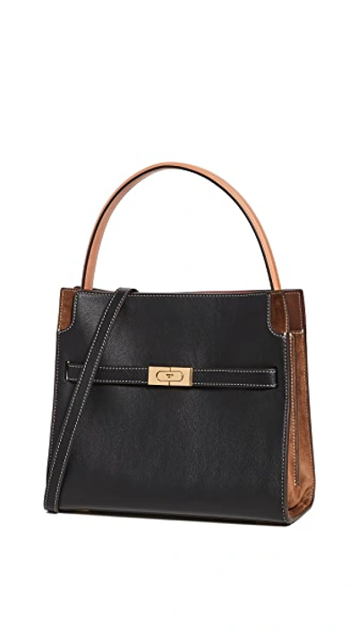 Shop Tory Burch Small Lee Radziwill Double Bag Black