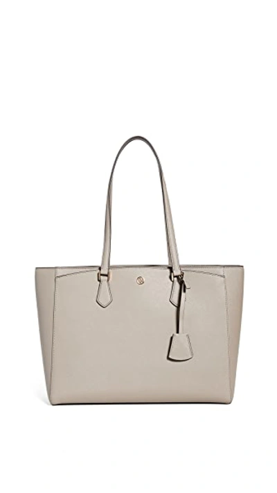 Shop Tory Burch Robinson Tote In Gray Heron