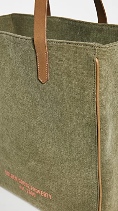Shop Golden Goose Property Bag Lichen Green/brown/orange