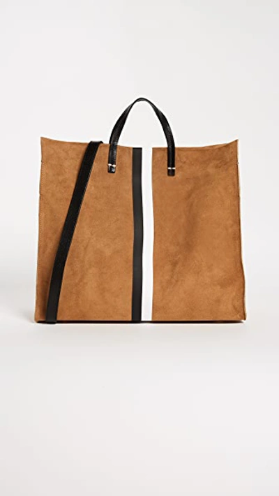 Shop Clare V Simple Tote Camel Suede W/ Black And White