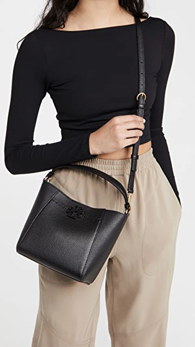 Tory Burch Mcgraw Small Bucket Bag In Black