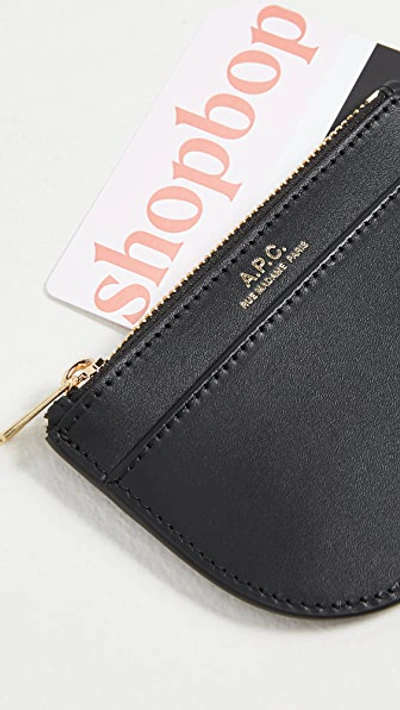 Shop Apc Porte-monnaie Demi-lune New Card Case In Black